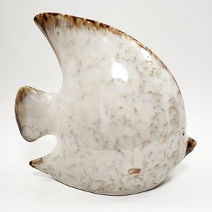 Vintage Ceramic Brown Beige Angel Fish Statue